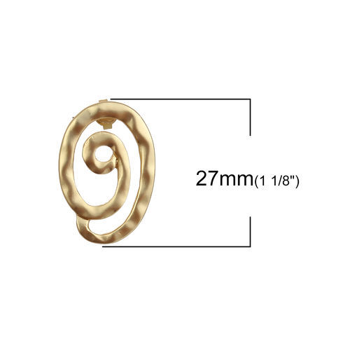 Imagen de Bohemia Pendientes Oro Mate Hélice 27mm x 18mm, Post/ Wire Size: (20 gauge), 2 Pares