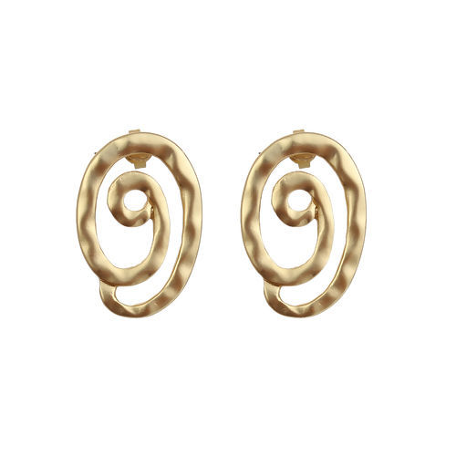Imagen de Bohemia Pendientes Oro Mate Hélice 27mm x 18mm, Post/ Wire Size: (20 gauge), 2 Pares