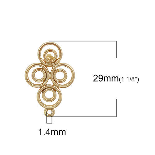 Image de Boucles d'Oreilles Puces Puces d'oreille en Alliage de Zinc Spiral Or Mat avec Boucle, 29mm x 19mm, Epaisseur de Fil: (20 gauge) 2 Paires