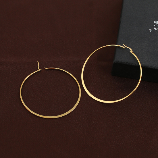 Bild von 304 Edelstahl Ohrreifen Vergoldet Ring 76mm x 73mm, Drahtstärke: (21 gauge), 1 Paar
