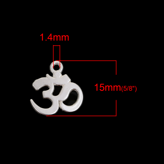 Imagen de Zamak Colgantes Charms Símbolo de Ohmio Plata mate 15mm x 15mm, 10 Unidades