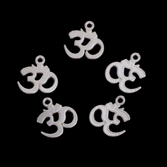 Imagen de Zamak Colgantes Charms Símbolo de Ohmio Plata mate 15mm x 15mm, 10 Unidades