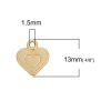 Picture of Zinc Based Alloy Charms Heart Matt Gold Dot 13mm( 4/8") x 12mm( 4/8"), 10 PCs