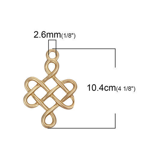 Picture of Zinc Based Alloy Charms Celtic Knot Matt Gold 28mm(1 1/8") x 18mm( 6/8"), 10 PCs
