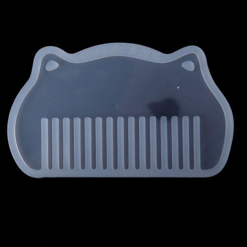 Picture of Silicone Resin Mold For Jewelry Making Comb White 9.5cm(3 6/8") x 5.7cm(2 2/8"), 1 Piece