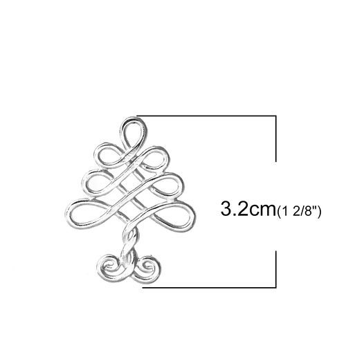 Picture of Zinc Based Alloy Pendants Celtic Knot Silver Tone Hollow 32mm(1 2/8") x 25mm(1"), 20 PCs