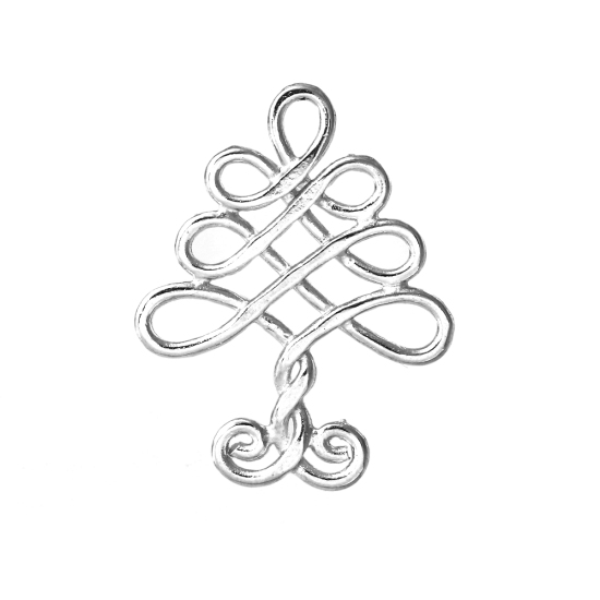 Picture of Zinc Based Alloy Pendants Celtic Knot Silver Tone Hollow 32mm(1 2/8") x 25mm(1"), 20 PCs