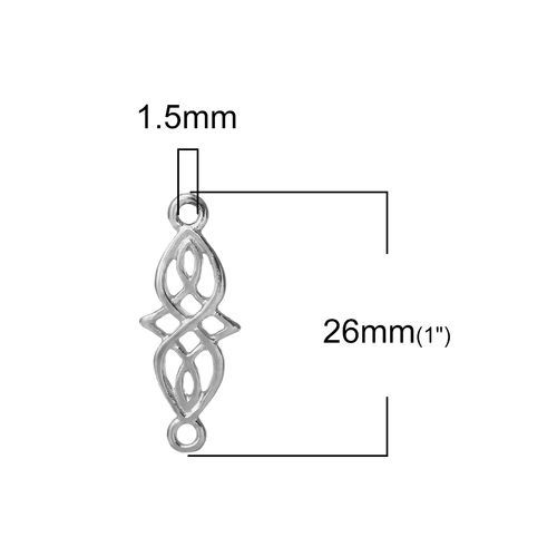 Picture of Zinc Based Alloy Charms Celtic Knot Silver Tone Hollow 26mm x 10mm, 30 PCs