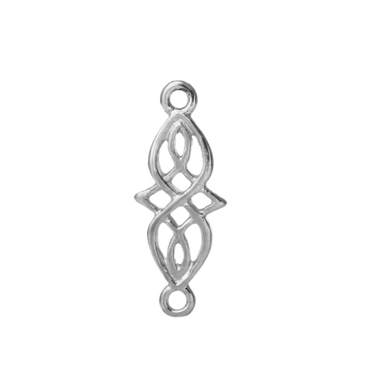 Picture of Zinc Based Alloy Charms Celtic Knot Silver Tone Hollow 26mm x 10mm, 30 PCs