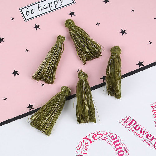 Picture of Cotton Tassel Olive Green 32mm(1 2/8"), 30 PCs
