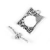 Imagen de Cierres de Palanca Zamak de Rectángulo , Plata Antigua y Tallado 26mm x 9mm 25mm x 18mm, 10 Unidades