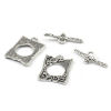 Imagen de Cierres de Palanca Zamak de Rectángulo , Plata Antigua y Tallado 26mm x 9mm 25mm x 18mm, 10 Unidades