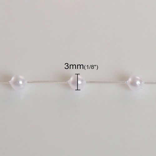 Imagen de Cuerda Acrílico de Blanco Imitación de perla 130cm, 10 Unidades