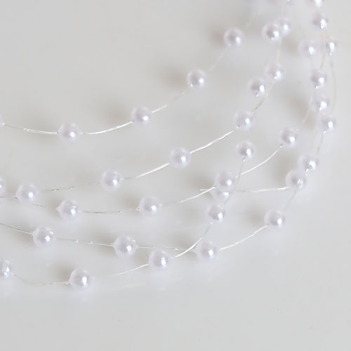 Imagen de Cuerda Acrílico de Blanco Imitación de perla 130cm, 10 Unidades