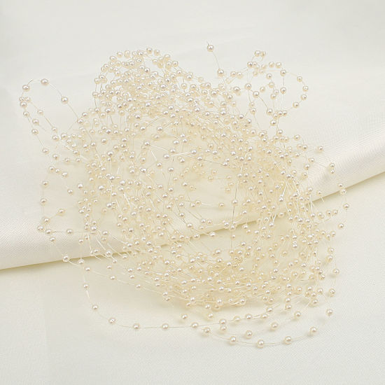 Imagen de Cuerda Acrílico de Blanco Imitación de perla 130cm, 10 Unidades