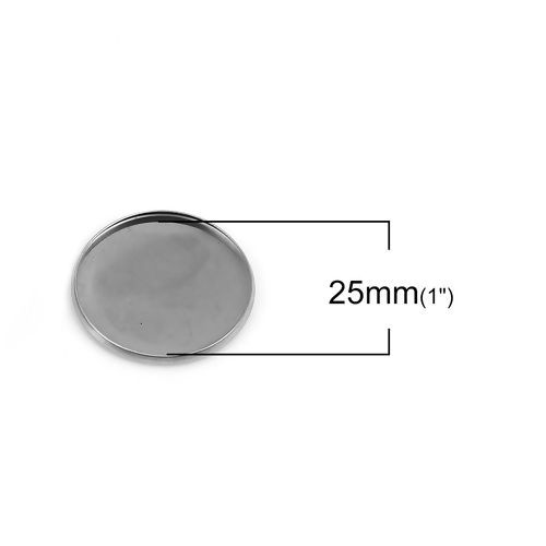 Picture of Stainless Steel Cabochon Frame Settings Round Silver Tone (Fits 25mm Dia.) 27mm(1 1/8") Dia., 20 PCs
