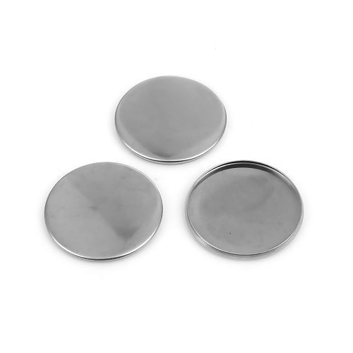 Picture of Stainless Steel Cabochon Frame Settings Round Silver Tone (Fits 25mm Dia.) 27mm(1 1/8") Dia., 20 PCs