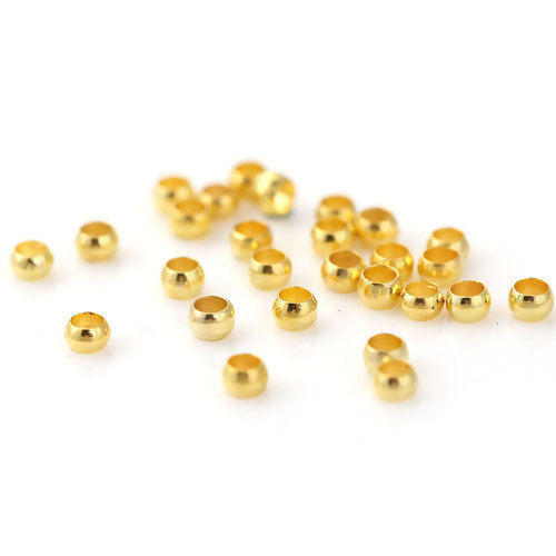 Picture of Brass Crimp Beads Round Gold Plated 3.5mm( 1/8") Dia., Hole: 2.2mm, 500 PCs                                                                                                                                                                                   
