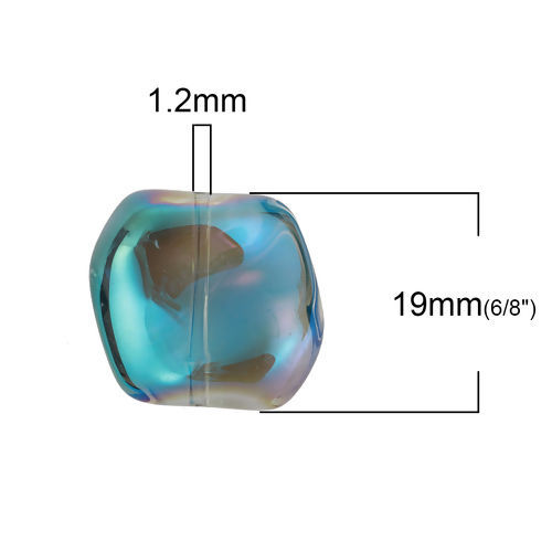 Bild von Muranoglas Tschechische Perlen Unregelmäßig Hellgrün AB Farbe ca 19mm x 17mm, Loch:ca. 1.2mm, 10 Stück