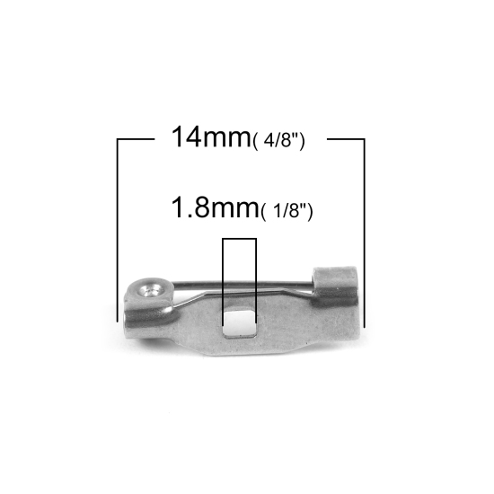 Image de Broche Epingle Accessoires en 304 Acier Inoxydable Rectangle Argent Mat 14mm x 4mm , 20 Pcs