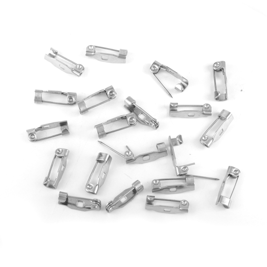 Image de Broche Epingle Accessoires en 304 Acier Inoxydable Rectangle Argent Mat 14mm x 4mm , 20 Pcs