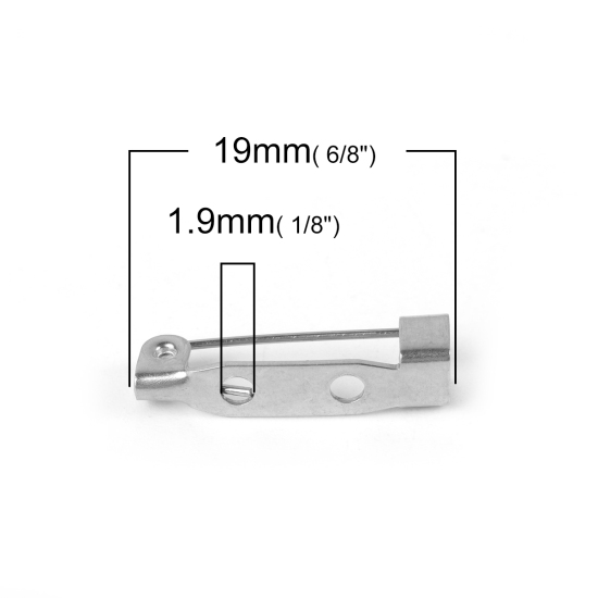 Image de Broche Epingle Accessoires en 304 Acier Inoxydable Rectangle Argent Mat 19mm x 5mm , 20 Pcs