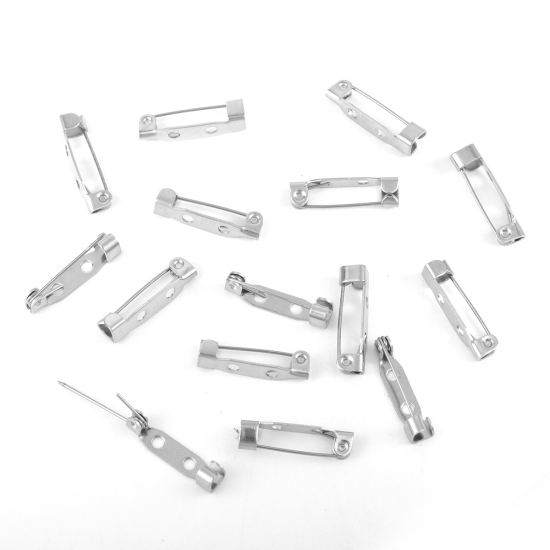 Image de Broche Epingle Accessoires en 304 Acier Inoxydable Rectangle Argent Mat 19mm x 5mm , 20 Pcs