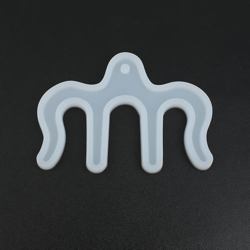 Picture of Silicone Resin Mold For Jewelry Making Music Book Clip Page Holder White 9.7cm(3 7/8") x 6.9cm(2 6/8"), 1 Piece