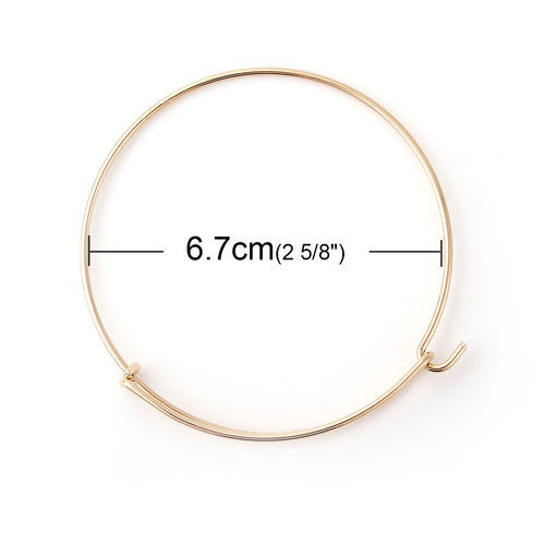 Picture of Iron Based Alloy Bangles Bracelets Round Gold Plated Can Open 22.5cm(8 7/8") long, 5 PCs
