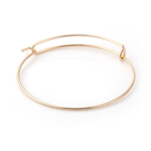 Picture of Iron Based Alloy Bangles Bracelets Round Gold Plated Can Open 22.5cm(8 7/8") long, 5 PCs