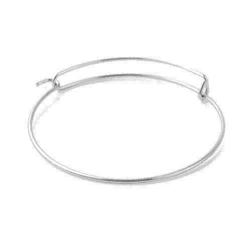 Picture of Iron Based Alloy Bangles Bracelets Round Silver Tone Can Open 21cm(8 2/8") long, 5 PCs
