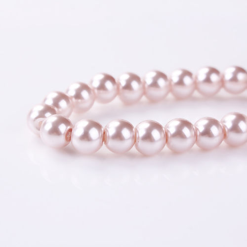 Picture of Glass Beads Round Korea Pink Imitation Pearl About 8mm Dia, Hole: Approx 1mm, 83cm long, 1 Strand (Approx 103 PCs/Strand)