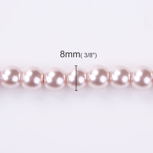 Image de Perles en Verre Rond Rose Coréen Imitation Perles 8mm Dia, Tailles de Trous: 1mm, 83cm long, 1 Enfilade( 103 Pcs/Enfilade )