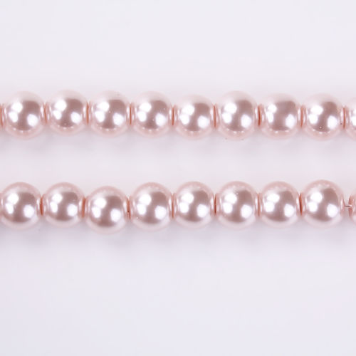 Image de Perles en Verre Rond Rose Coréen Imitation Perles 8mm Dia, Tailles de Trous: 1mm, 83cm long, 1 Enfilade( 103 Pcs/Enfilade )