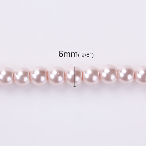 Image de Perles en Verre Rond Rose Coréen Imitation Perles 6mm Dia, Tailles de Trous: 1mm, 81cm long, 1 Enfilade ( 135 Pcs/Enfilade )