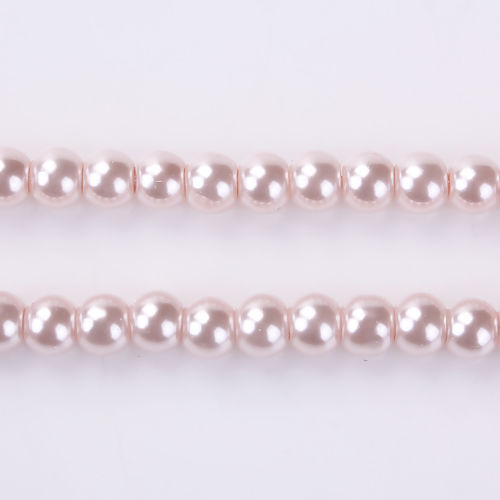 Image de Perles en Verre Rond Rose Coréen Imitation Perles 6mm Dia, Tailles de Trous: 1mm, 81cm long, 1 Enfilade ( 135 Pcs/Enfilade )