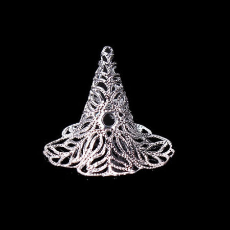 Picture of Brass Beads Caps Morning Glory Flower Silver Plated (Fit Beads Size: 18mm Dia.) 28mm(1 1/8") x 24mm(1"), 10 PCs