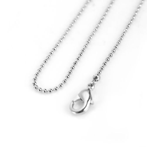 Picture of Iron Based Alloy Ball Chain Necklace Silver Tone 42.5cm(16 6/8") long, Chain Size: 1.5mm, 5 PCs