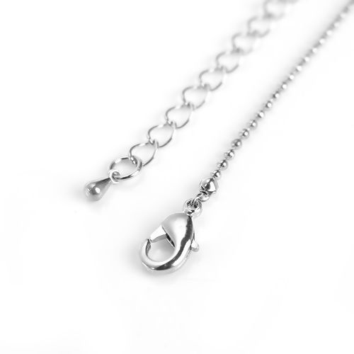 Picture of Iron Based Alloy Ball Chain Necklace Silver Tone 42.5cm(16 6/8") long, Chain Size: 1.5mm, 5 PCs