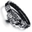 Imagen de 316L Cuero Hombres Brazalete Plata Antigua Negro Cráneo 23cm longitud, 1 Unidad” 