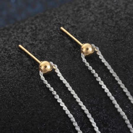 Picture of Brass Ear Post Stud Earrings Findings Round Gold Plated With Adjustable Silicone Core 16mm( 5/8") x 4mm( 1/8"), Post/ Wire Size: (21 gauge), 2 PCs