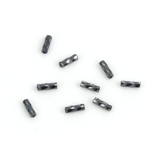 Picture of (Japan Import) Glass Beads Twisted Bugle Gunmetal About 6mm x 2mm, Hole: Approx 0.8mm, 10 Grams (Approx 33 PCs/Gram)
