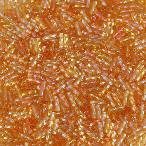 Image de (Japon Importation) Perles en Verre Bugles Torsadés Ambre Couleur AB Transparent Env. 6mm x 2mm, Trou: Env. 0.8mm, 10 Grammes (Env. 33 Pcs/Gramme)