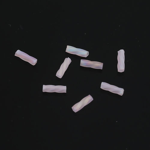 Picture of (Japan Import) Glass Beads Twisted Bugle Pink AB Rainbow Color Frosted About 6mm x 2mm, Hole: Approx 0.8mm, 10 Grams (Approx 33 PCs/Gram)