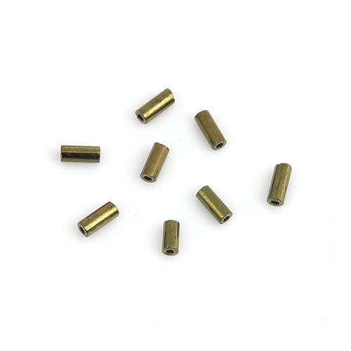 Picture of (Japan Import) Glass Beads Round Bugle Olive Green Metallic About 5mm x 2mm, Hole: Approx 0.8mm, 10 Grams (Approx 34 PCs/Gram)