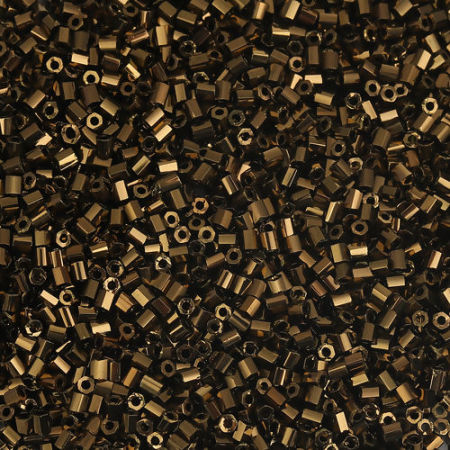 Picture of (Japan Import) Glass Seed Beads Hexagon Bronzed Metallic About 2mm x 2mm, Hole: Approx 0.8mm, 10 Grams (Approx 85 PCs/Gram)
