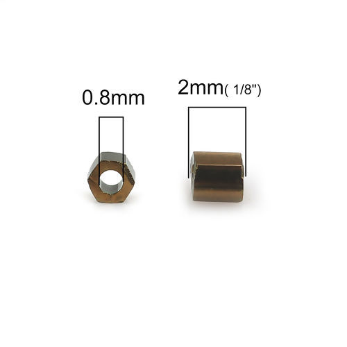 Bild von (Japan Import) Glas Rocailles Perlen Hexagon Bronzefarben Metallisch Schimmernd ca. 2mm x 2mm, Loch:ca. 0.8mm, 10 Gramm (ca. 85 Stück/Gramm)