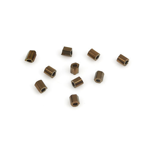 Bild von (Japan Import) Glas Rocailles Perlen Hexagon Bronzefarben Metallisch Schimmernd ca. 2mm x 2mm, Loch:ca. 0.8mm, 10 Gramm (ca. 85 Stück/Gramm)