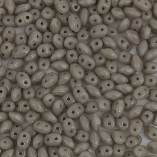 Picture of (Czech Import) Glass Twin Hole Seed Beads Gray Jade Luster About 5mm x 4mm, Hole: Approx 0.8mm, 10 Grams (Approx 13 PCs/Gram)