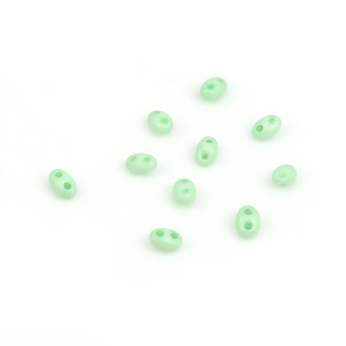 Picture of (Czech Import) Glass Twin Hole Seed Beads Light Blue Opaque About 5mm x 4mm, Hole: Approx 0.8mm, 10 Grams (Approx 18 PCs/Gram)